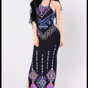 Fashion nova dream dress navy. Sz M